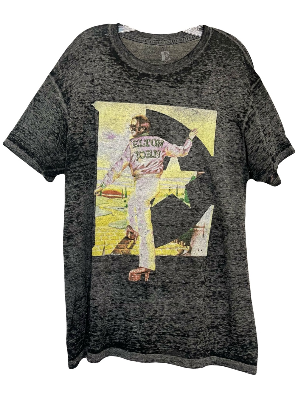 Elton John Farewell Yellow Brick Road Tour 2019 Gray Burnout Band Tee, Large